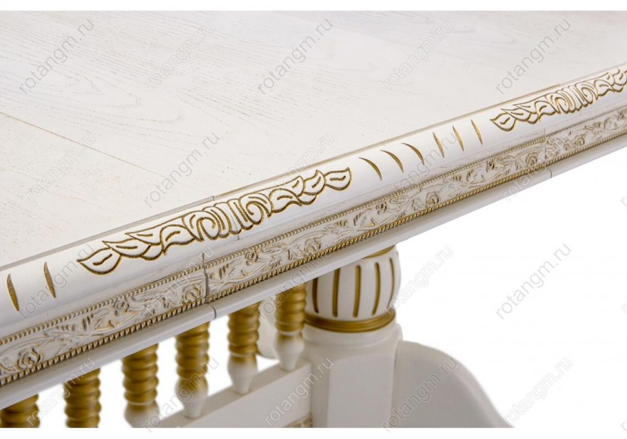 Стол Кантри 120 молочный с золотой патиной