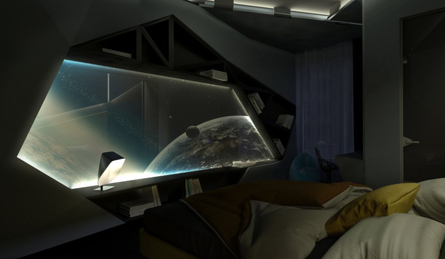 Футуристичная спальня Золотая