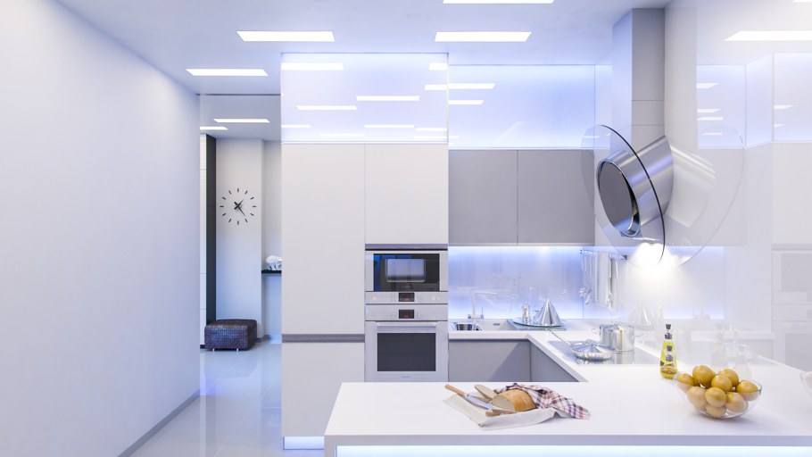 Кухня гостиная Hi Tech