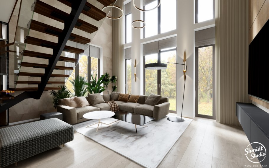 Интерьер двухэтажного таунхауса