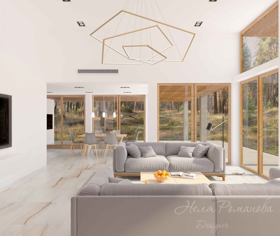 Гостиная в современном стиле в доме