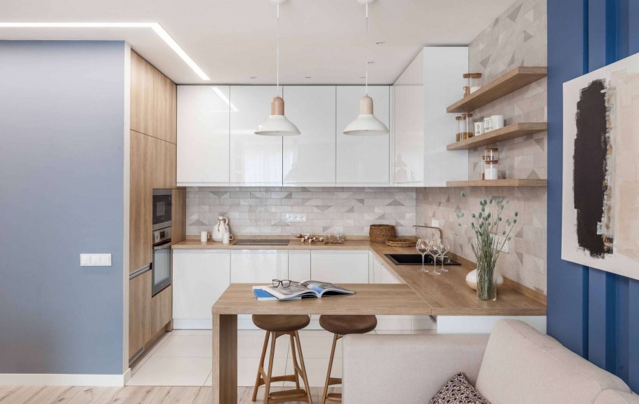 Кухни современные в трехкомнатной