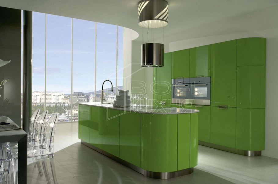 Кухня в стиле Модерн зеленая