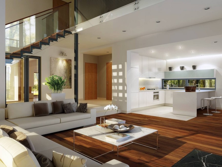 Двухэтажный дом с кухней гостиной