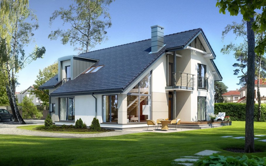 Коттедж с двускатной крышей