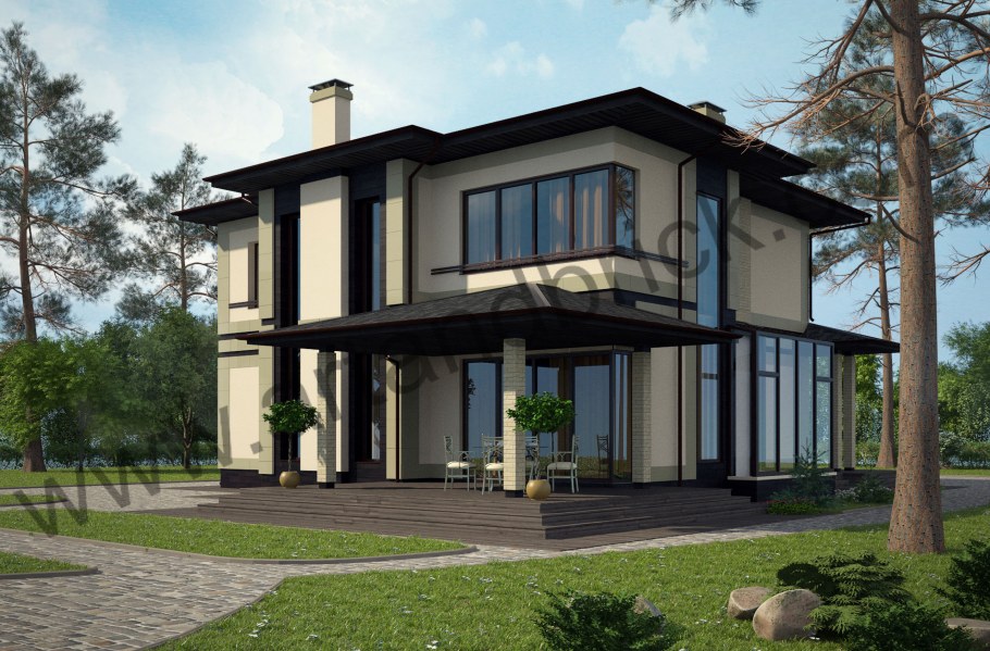 Фасады двухэтажных домов