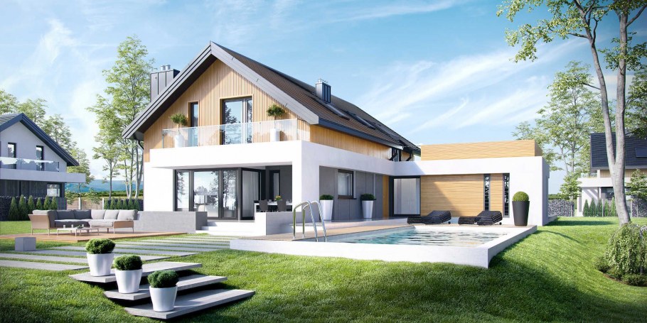 Коттеджи с мансардой в современном стиле