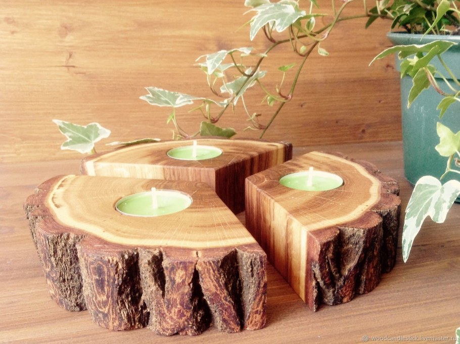 Подсвечник из древесины
