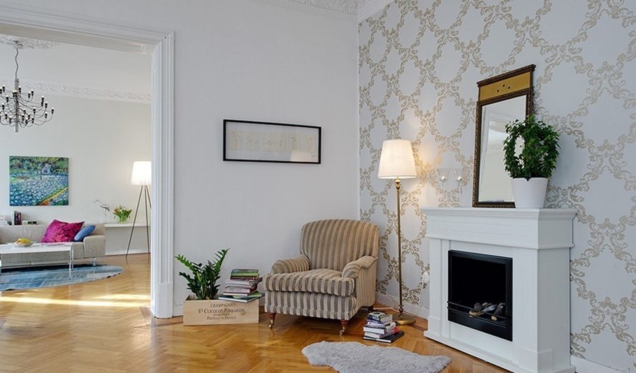 Зонирование гостиной молдингами