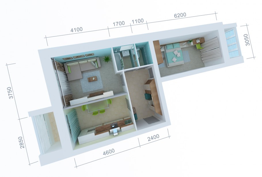 Планировка 2 комнатной квартиры распашонка 56 кв