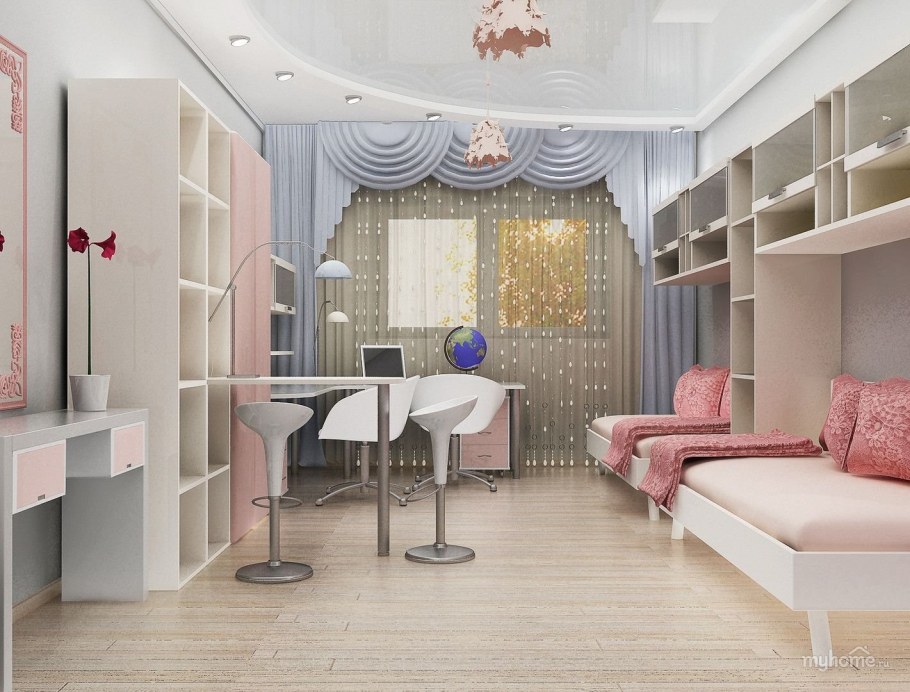 Планировка детской для двух девочек