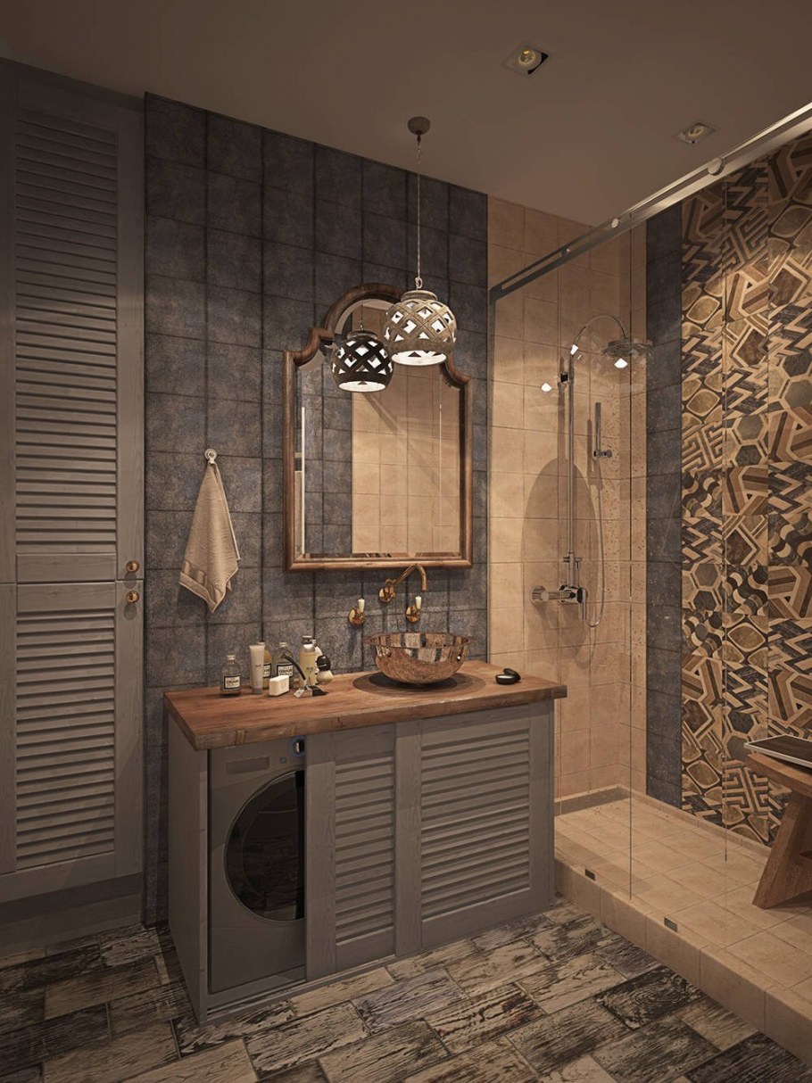 Маленькая ванная в средиземноморском стиле