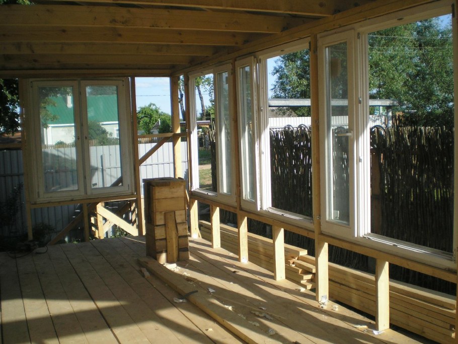 Веранды из бруса пристроенные к дому