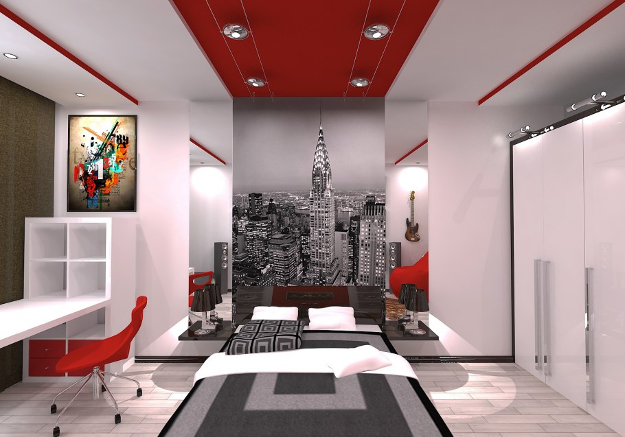Комната для подростка мальчика со студией