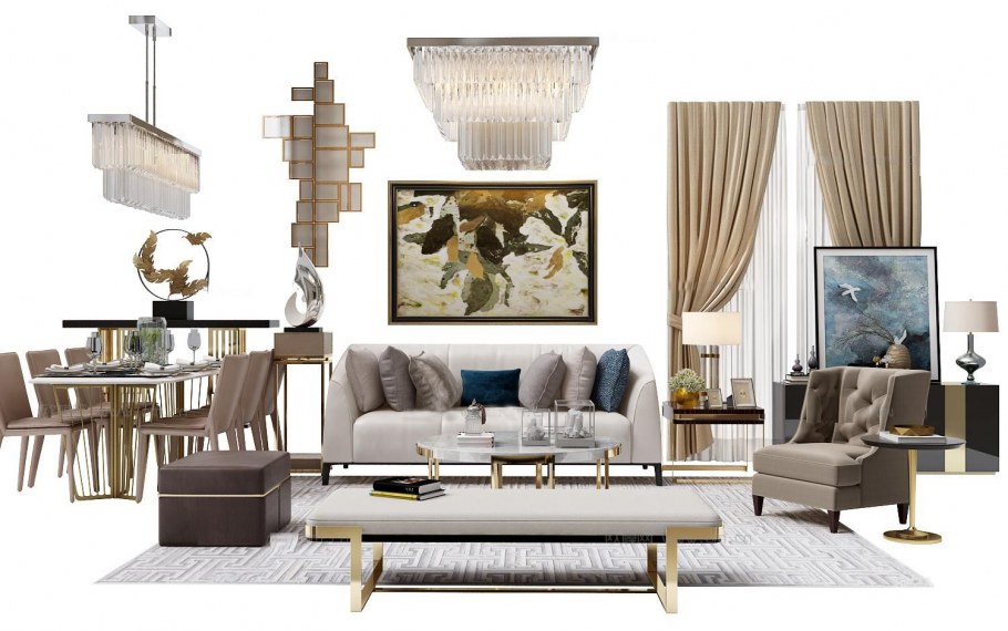 Гостиная лофт мудборд