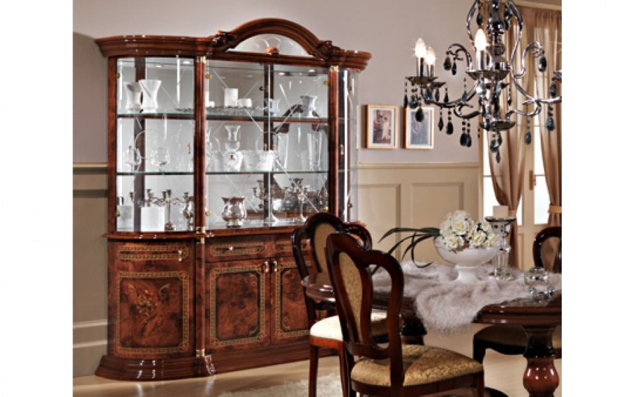 Витрина 4 дверная роза диа мебель беж