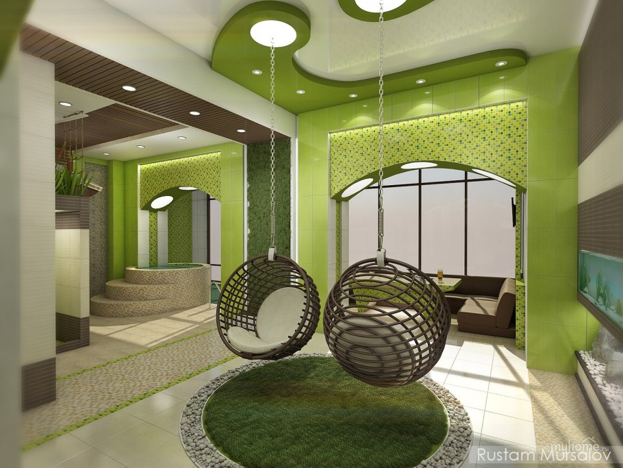 Парикмахерская в зеленых тонах