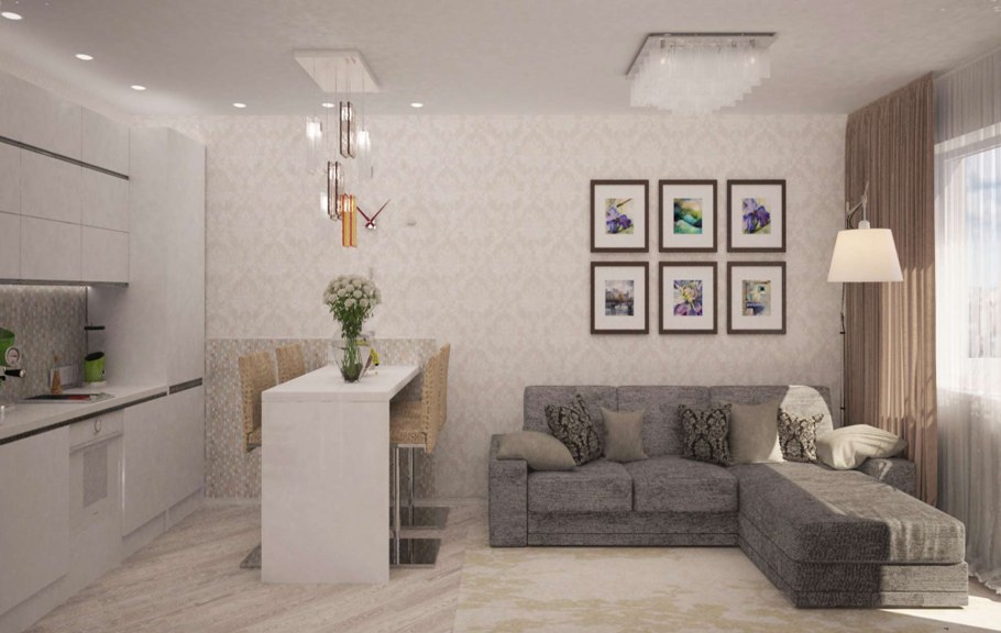 Интерьер для евродвушки 44 кв м