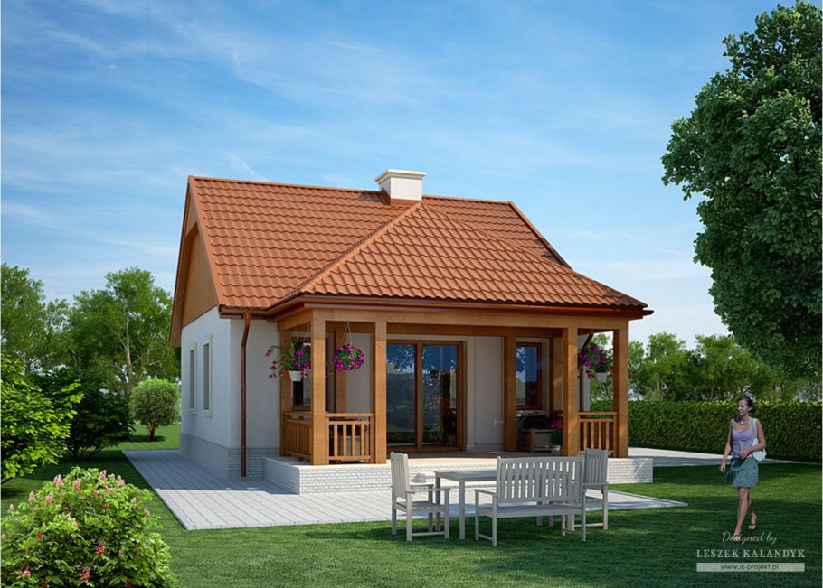 Одноэтажный домик с верандой