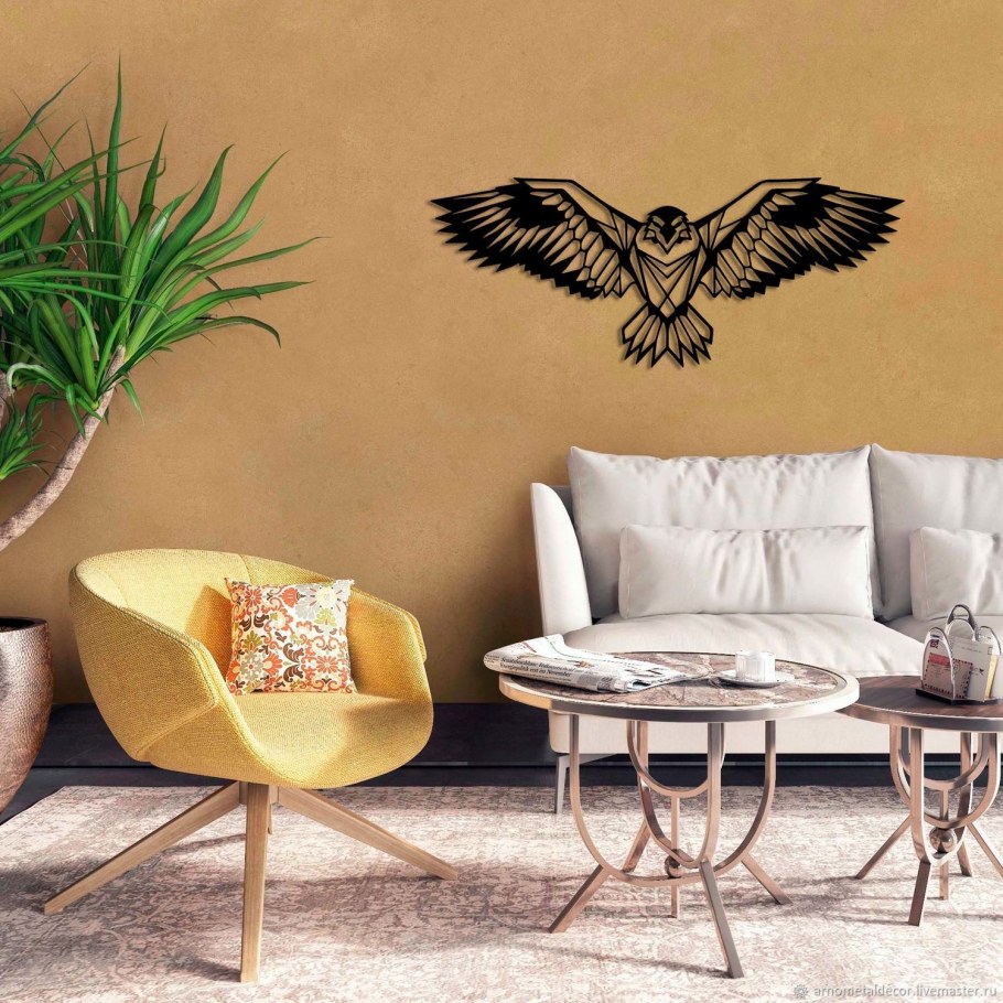 Панно на стену из металла в интерьере