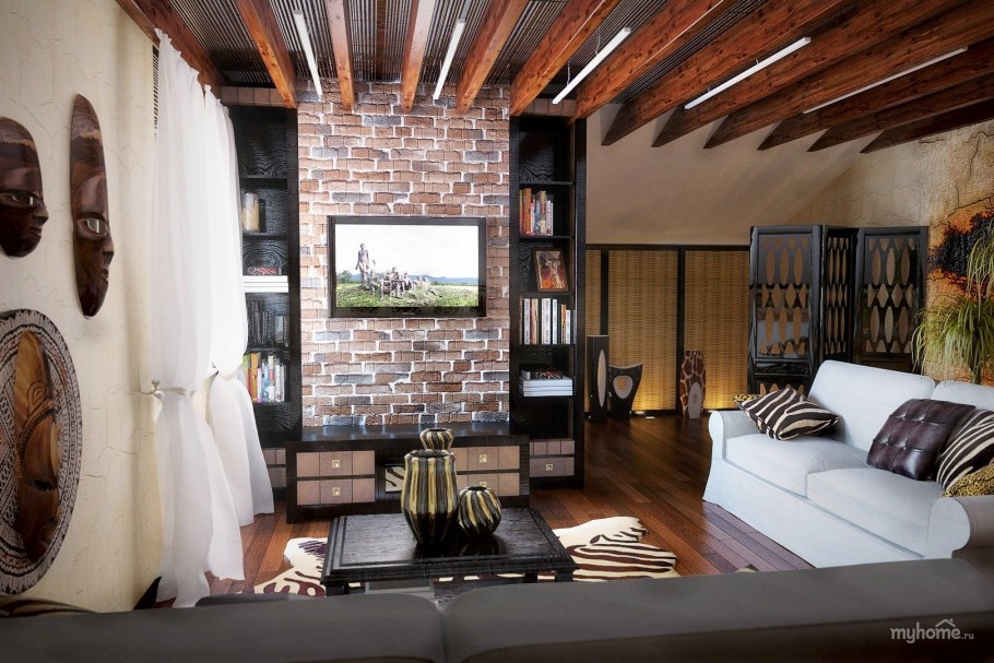 Африканский стиль в интерьере гостиной