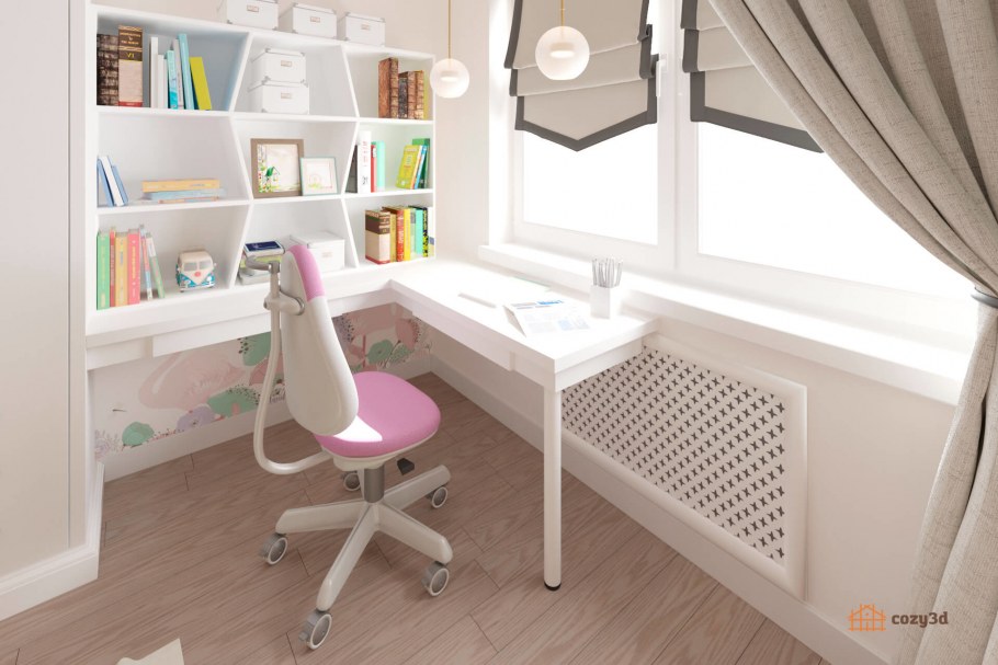 Уникальная комната для школьницы с рабочей зоной