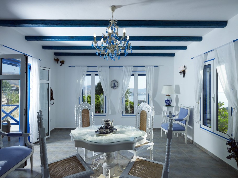 Греческие дома бело голубые интерьеры