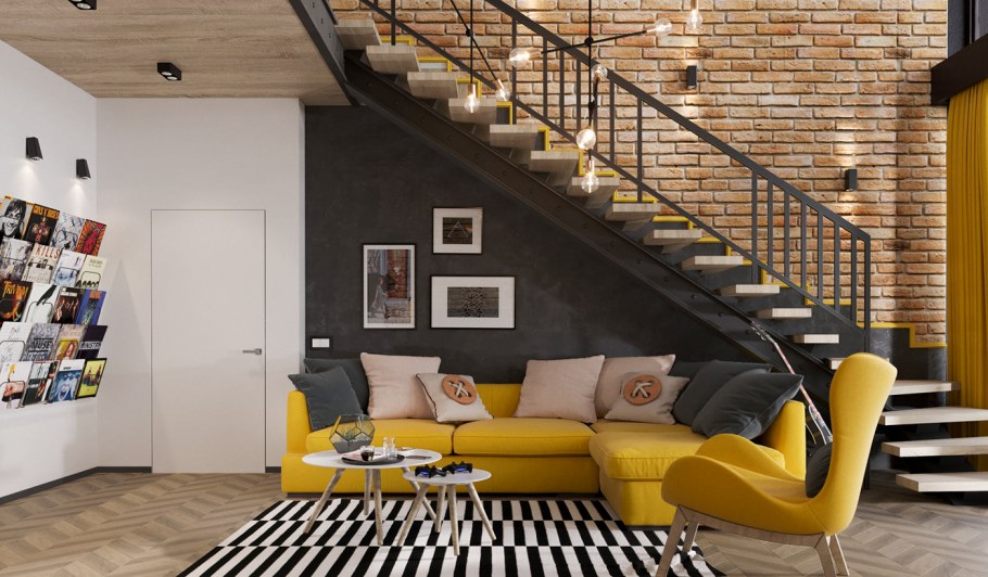 Диван лофт желтый