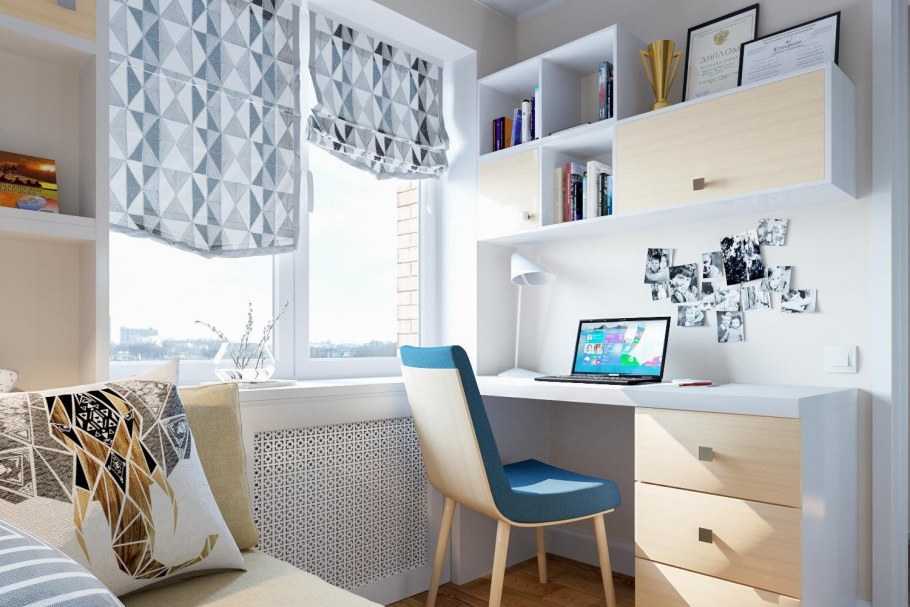 Рабочее место в комнате подростка