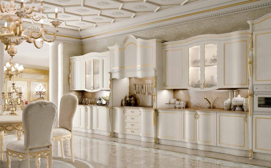 Кухня с золотыми ручками