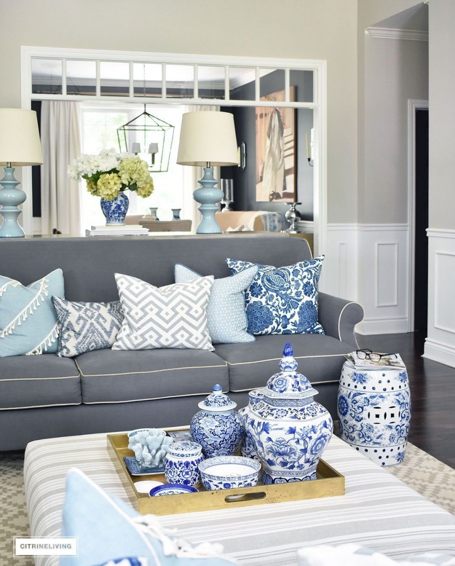 Серо голубой интерьер