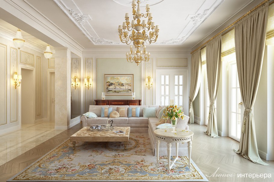 Уютная гостиная в светлых тонах