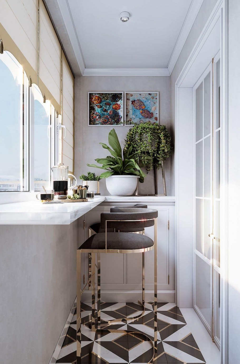 Подоконник барная стойка на лоджии