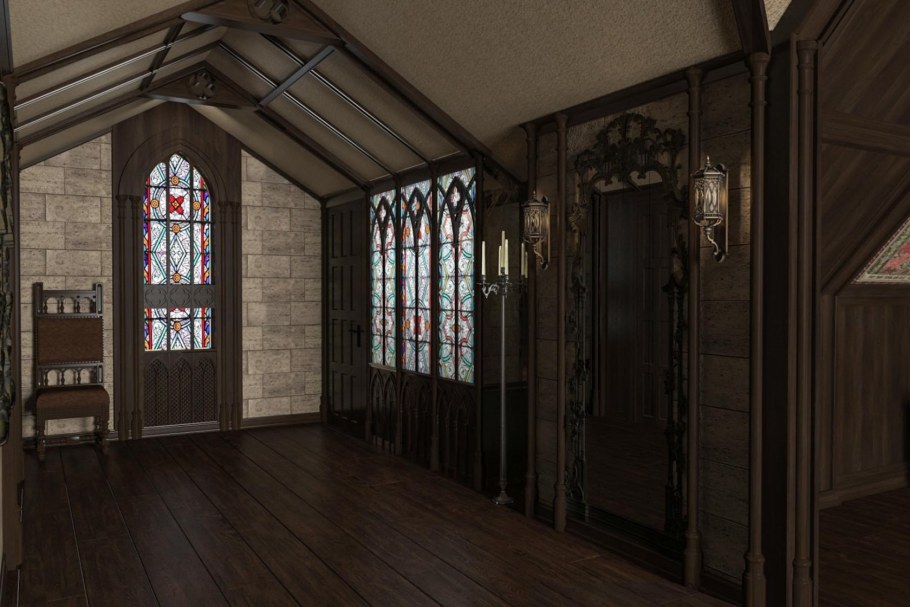 Коридор в готическом стиле