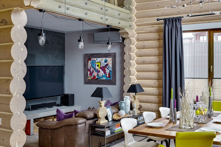 Оцилиндрованное бревно интерьер