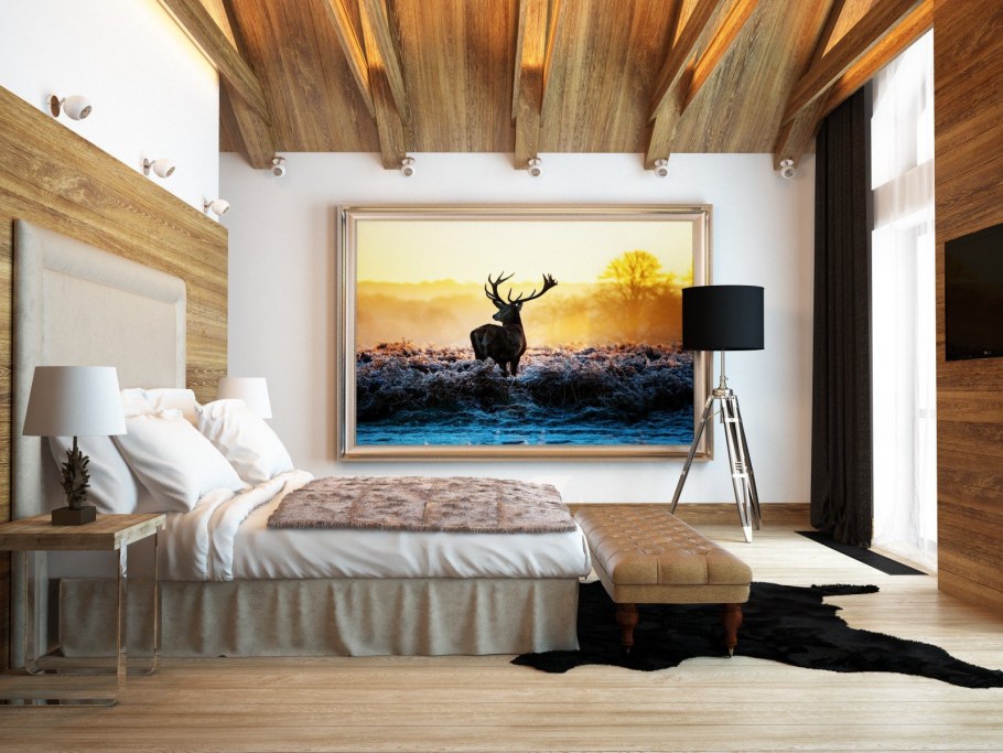 Картины в интерьере спальни