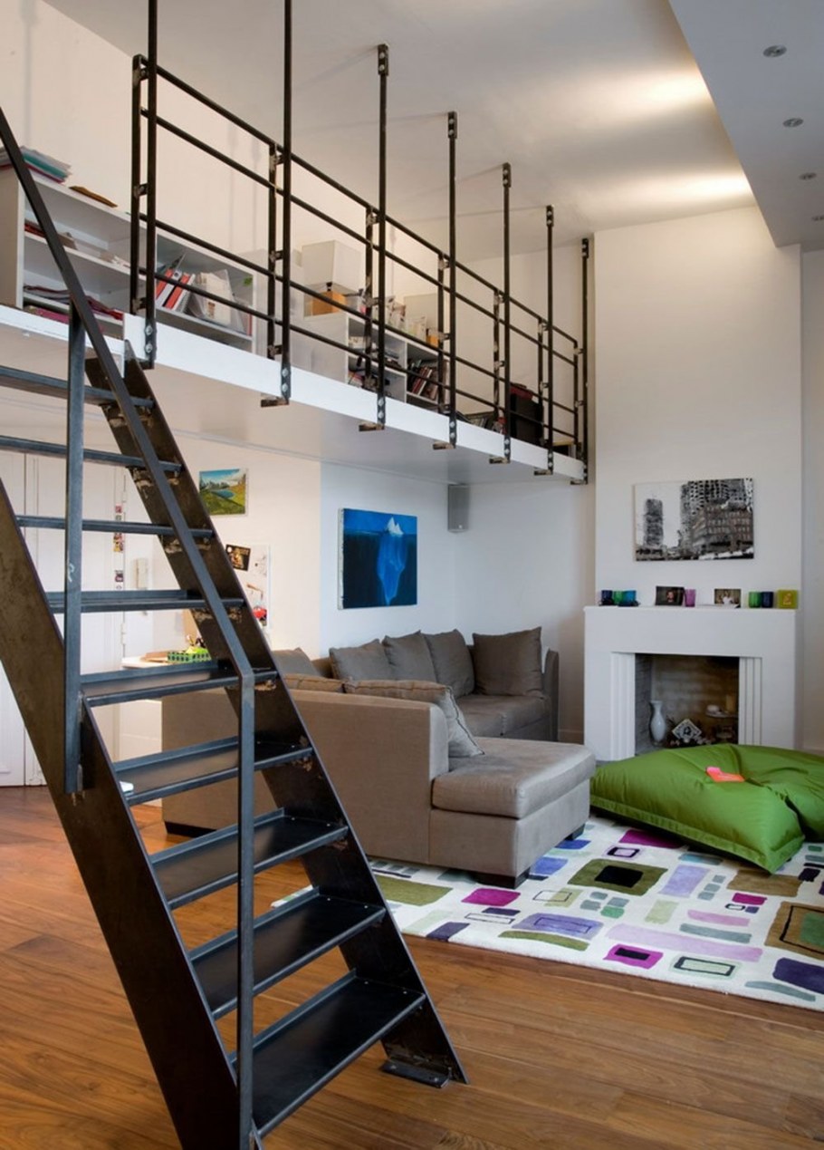 Лестница лофт в антресольный этаж