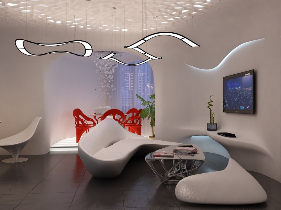 Интерьер в стиле футуризм Бионика