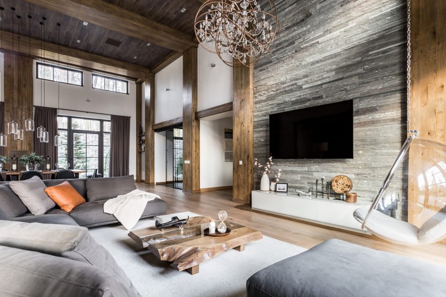 Гостиная с натуральными материалами