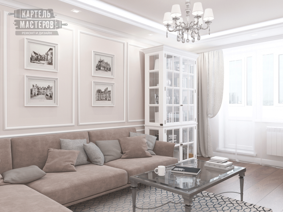 Гостиная Неоклассика 35м2