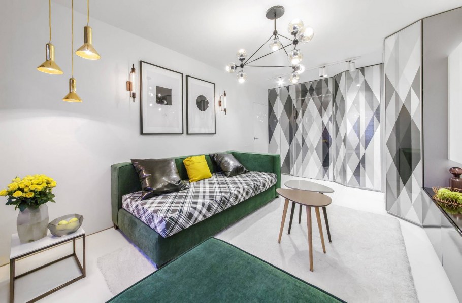 Полосы на стене в интерьере