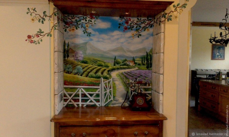 Настенная роспись на кухне
