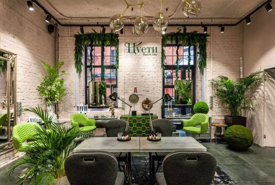 Интерьер парикмахерской в стиле лофт