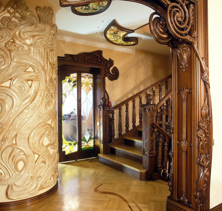 Двери с витражами ар нуво