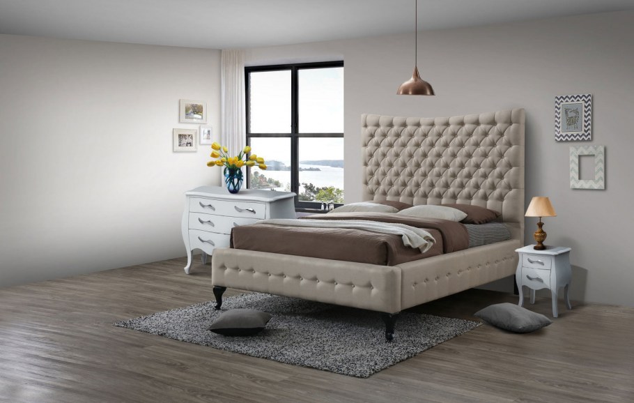 Кровать мягкая рогожка