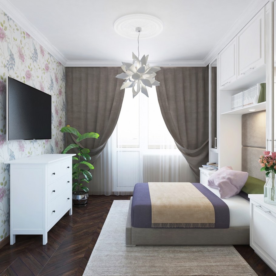 Маленькая комната в светлых тонах