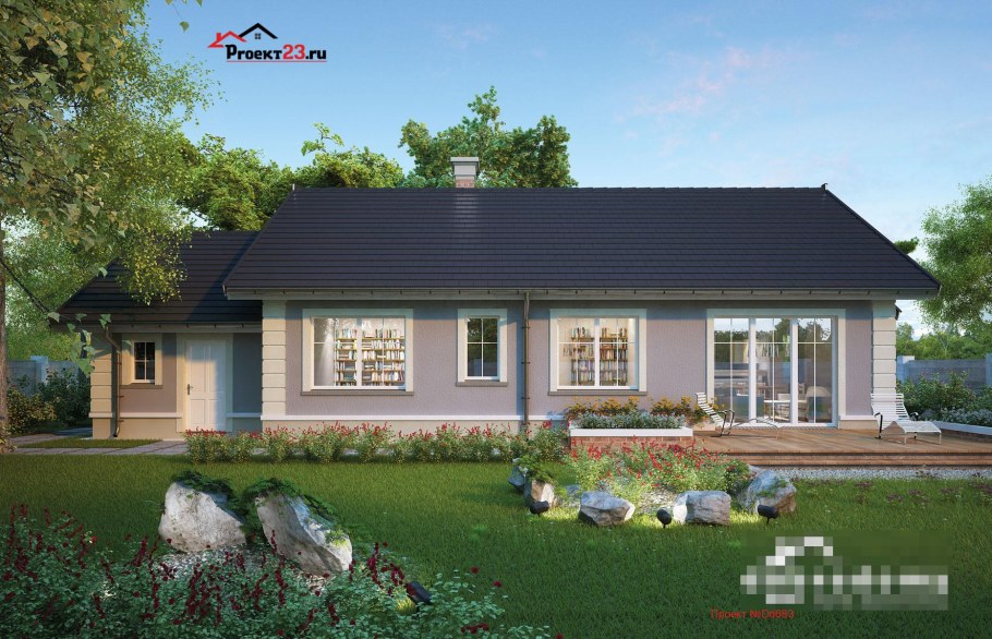 Одна этажный дом с окнами