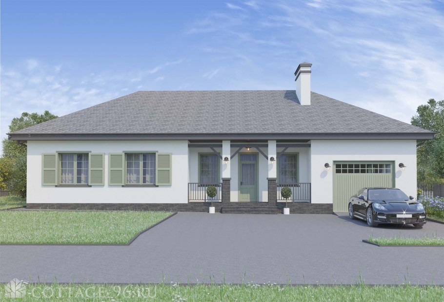 Американский дом с гаражом одноэтажный