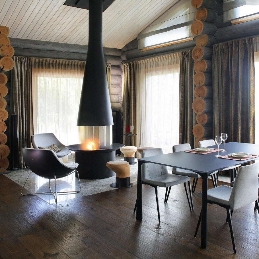 Серая баня из бревна