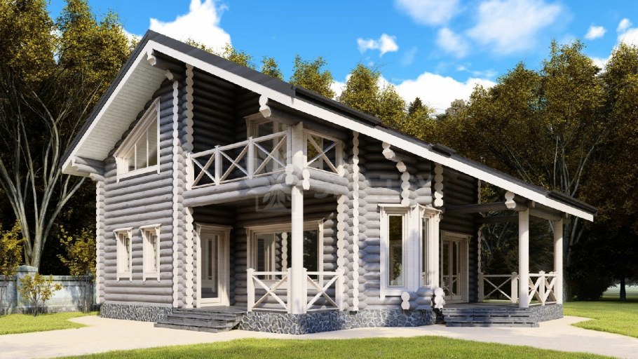 Серый дом из бревна